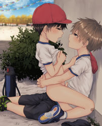  2boys against_wall alk anal ankle_socks bandaid bandaid_on_knee bandaid_on_leg bar_censor baseball_cap black_shorts blonde_hair blue_male_underwear blue_sky blurry blurry_background blush bottle bottomless brown_eyes brown_hair bush censored child_on_child chin_strap clothed_sex clothes_lift clothes_pull day erection eyebrows eyebrows_hidden_by_hair foreskin from_side full_body green_footwear gym_shirt gym_uniform hat interlocked_fingers lifted_by_self looking_at_another male_focus male_penetrated male_underwear male_underwear_peek multicolored_footwear multiple_boys on_ground open_mouth original outdoors own_hands_together penis profile public_indecency red_headwear sex shirt shirt_lift shoe_soles shoes short_hair short_sleeves shorts shorts_pull shota sitting sky sneakers socks straddling string_of_flags sweat t-shirt thermos underwear underwear_peek underwear_pull unworn_clothes unworn_hat unworn_headwear unworn_shorts upright_straddle water_bottle white_shirt white_socks yaoi  rating:Explicit score:549 user:ImWastingMyLife