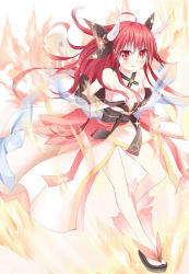 10s 1girl ahoge bare_shoulders breasts date_a_live detached_sleeves dress fire hair_ornament himonoata itsuka_kotori long_hair off_shoulder red_eyes red_hair skirt small_breasts solo sparkle td twintails very_long_hair wide_sleeves rating:Sensitive score:14 user:danbooru