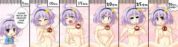  1girl absurdres ahegao blush chibi clenched_teeth empty_eyes english_text closed_eyes female_focus flat_chest foaming_at_the_mouth hard-translated highres komeiji_satori large_insertion long_image measuring nipples nude open_mouth penis_measuring purple_eyes purple_hair ruler sex solo spread_legs super_masara tears teeth text_focus third-party_edit third_eye touhou translated wide_image  rating:Explicit score:87 user:KyomuGandra