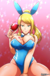1girl akairiot alcohol animal_ears blonde_hair blue_eyes bow bowtie breasts rabbit_ears playboy_bunny bursting_breasts bust_cup cleavage cup detached_collar drinking_glass fake_animal_ears female_focus fishnet_pantyhose fishnets green_eyes huge_breasts large_breasts long_hair metroid mole mole_on_breast mole_under_mouth nail_polish naughty_face nintendo pantyhose ponytail samus_aran smile solo sparkle spill wine wine_glass rating:Questionable score:168 user:OnyxSwift