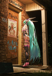  1girl absurdly_long_hair absurdres aqua_eyes aqua_hair arms_behind_back bdsm black_thighhighs body_writing bondage bound breasts catheter collar condom crying crying_with_eyes_open elbow_gloves exhibitionism female_focus full_body gag gloves hair_between_eyes hatsune_miku high_heels highres holding holding_condom imminent_rape long_hair medium_breasts night pee plug_gag public_indecency revealing_clothes ring_gag sad see-through sex_toy skirt solo standing tally tears thighhighs torn_clothes torn_thighhighs twintails used_condom very_long_hair vocaloid ying_yi  rating:Explicit score:275 user:danbooru