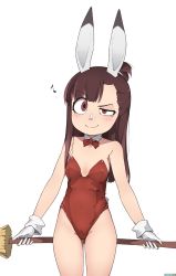 1girl animal_ears bare_shoulders breasts brown_hair cleavage fake_animal_ears highres kagari_atsuko little_witch_academia long_hair once_11h playboy_bunny rabbit_ears small_breasts solo rating:Sensitive score:60 user:twilight_jester