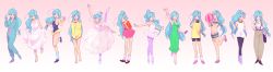 1990s_(style) 1boy ahoge androgynous annoyed aqua_eyes bad_id bad_pixiv_id ball ballerina barefoot beachball bike_shorts bishoujo_senshi_sailor_moon bishoujo_senshi_sailor_moon_supers blue_eyes blue_hair bodysuit bottomless breast_padding breasts casual cleavage costume_chart covering_privates crossdressing dress earrings embarrassed closed_eyes facial_mark fish_eye_(sailor_moon) frown green_dress hair_bun happy high_heels highres jacket jewelry long_hair long_image low-tied_long_hair male_focus matching_hair/eyes multiple_persona navel necklace open_mouth pantyhose ponytail retro_artstyle sandals shoes single_hair_bun skirt smile solo sunglasses suspenders swimsuit trap tutu wide_image rating:Questionable score:37 user:BlueBaroness