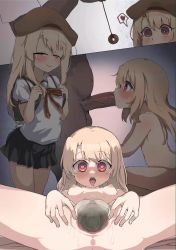  1boy 1girl :&gt;= @_@ animated anus audible_speech backpack bag bed blonde_hair blush breasts clitoris coin coin_on_string comic disembodied_penis drooling eyelashes fat fat_man fate/grand_order fate/kaleid_liner_prisma_illya fate_(series) fellatio hands_on_pussy hat heart heart-shaped_pupils hetero highres hypnosis illyasviel_von_einzbern large_penis less_than_1_minute loli long_hair looking_at_viewer mating_press mind_control moaning navel nipples nude open_mouth oral pendulum penis pussy pussy_juice randoseru red_eyes school_bag school_uniform see-through sex shikikat skirt sleepyowl_(jobkung15) slurping small_breasts smile sound spoken_heart spread_legs squatting sweat symbol-shaped_pupils talking testicles third-party_edit tongue tongue_out translation_request ugoira uncensored vaginal video white_hair x-ray  rating:Explicit score:911 user:Disastermaster55