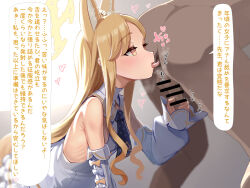 1boy 1girl anilingus animal_ears anus ass atatatamu bar_censor blonde_hair blue_archive blue_necktie bow breasts censored clothed_female_nude_male dark-skinned_male dark_skin detached_sleeves dress female_rimming_male half-closed_eyes halo handjob heart hetero interracial knees_bent leaning_forward light loli long_hair looking_at_another milking_handjob necktie nude open_mouth penis ribs seia_(blue_archive) shiny_skin sleeveless sleeveless_dress small_breasts standing testicles tongue tongue_out translation_request white_bow white_dress white_sleeves wide_sleeves yellow_eyes yellow_halo rating:Explicit score:107 user:Only_Kemonomimi