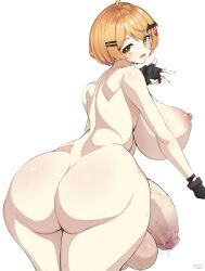 1girl absurdres ass back blonde_hair breasts completely_nude curvy dated fang fingerless_gloves flaccid from_behind futanari gloves highres hololive huge_ass huge_breasts huge_penis huge_testicles looking_at_viewer looking_back nnilaee nude penis short_hair signature skin_fang solo standing testicles thick_thighs thighs virtual_youtuber w wide_hips yellow_eyes yozora_mel rating:Explicit score:38 user:MisterJ1mmy