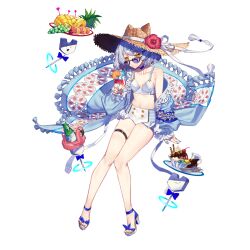  1girl 3others :3 aqua_coat aqua_hair aqua_nails aqua_sleeves aqua_straps aqua_tassel artist_request bare_legs beads bikini black_straps blue_bow blue_bowtie blue_choker bow bowl bowtie breasts brown_hat buttons cherry chocolate_syrup choker coat collarbone cup drink drinking_glass final_gear floating floating_object flower food fruit full_body grapes hat hat_flower hat_ribbon hat_with_ears hibiscus high_heels highres holding holding_cup holding_drink horizontal-striped_bikini ice_cream inflatable_flamingo long_sleeves looking_at_viewer midriff multicolored_coat multiple_others nail_polish navel official_art open_mouth orange_(fruit) orange_slice pineapple pineapple_slice pitcher_(container) plate purple-tinted_eyewear red_flower ribbon shadow shoe_strap short_hair simple_background single_bare_shoulder sitting sleeve_cuffs small_breasts soda_bottle solo spoon sun_hat sunglasses swimsuit tachi-e tassel thigh_strap third-party_source tinted_eyewear transparent_background two-tone_bikini veronica_(final_gear) wafer_stick whipped_cream white_bikini white_footwear white_ribbon white_sleeve_cuffs white_tassel yellow_eyes 