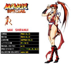 ass breasts cleavage command_list covered_erect_nipples hand_fan fatal_fury fatal_fury_special game legs neo_geo ninja oobari_masami panties pixel_art ponytail red_eyes red_hair shiranui_mai snk thong underwear rating:Sensitive score:18 user:Hellstinger
