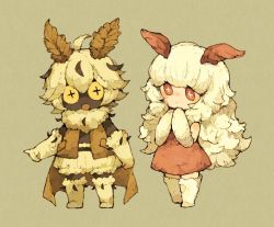  +_+ 1boy 1girl :&lt; :d ahoge antennae arthropod_boy arthropod_girl bare_shoulders beige_background beige_gloves big_hair blunt_bangs blush boots brown_cape brown_vest cape colored_sclera colored_skin commentary_request dark_skin dress elbow_gloves flipped_hair full_body gloves hair_between_eyes insect_girl knee_boots long_hair looking_at_viewer maniani messy_hair monster_boy monster_girl moth_boy moth_girl open_mouth original own_hands_together pink_skin pointing red_dress red_eyes red_sclera scarf short_hair shorts sidelocks simple_background sleeveless sleeveless_dress smile thighhighs topless_male very_long_hair vest white_footwear white_gloves white_hair yellow_eyes yellow_sclera zettai_ryouiki  rating:Sensitive score:16 user:danbooru