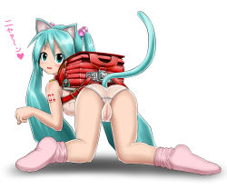 00s 1girl absurdres all_fours animal_ears aqua_eyes aqua_hair ass backpack bad_id bad_pixiv_id bag cameltoe cat_ears cat_tail from_behind hair_bobbles hair_ornament hatsune_miku highres kazu-chan charm_(object) loli long_hair looking_back matching_hair/eyes one-piece_swimsuit pussy randoseru school_swimsuit see-through shadow smile socks solo swimsuit tail twintails very_long_hair vocaloid wet wet_clothes wet_swimsuit white_one-piece_swimsuit white_school_swimsuit rating:Explicit score:68 user:danbooru
