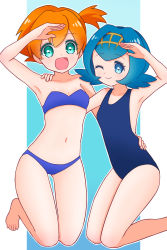  2girls aqua_eyes asymmetrical_hair bikini blue_bikini blue_eyes blue_hair creatures_(company) game_freak green_eyes hairband highres lana_(pokemon) looking_at_viewer misty_(pokemon) mochipopo multiple_girls navel nintendo one-piece_swimsuit orange_hair pokemon pokemon_(anime) pokemon_sm042 pokemon_sm_(anime) ponytail short_hair side_ponytail smile swimsuit trial_captain  rating:Sensitive score:29 user:Kasu86