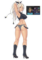  00s 1girl absurdres ass bikini blonde_hair blue_eyes breasts butt_crack character_request covered_erect_nipples dungeon_and_fighter highres large_breasts long_hair panties striped_clothes striped_panties swimsuit underwear  rating:Questionable score:22 user:Turbate