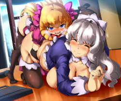  1futa 1girl age_difference all_fours blonde_hair blue_eyes blush bow breasts breasts_out breath closed_eyes clothed_sex covered_erect_nipples deep_skin doggystyle drill_hair drooling dutch_angle elbow_gloves eyebrows futa_with_female futanari gloves hair_bow hair_ornament happy_sex highres huge_breasts image_sample indoors long_hair looking_at_viewer magukappu maid maid_headdress motion_lines nipples no_shoes pixiv_sample plump resized saliva sex sex_from_behind silver_hair smile sweat thick_eyebrows thighhighs trembling wavy_mouth  rating:Explicit score:224 user:alkatrazjr