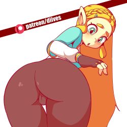 1girl animated artist_name ass ass_focus ass_grab ass_smack bent_over black_gloves blonde_hair blush braid breasts cameltoe crown_braid diives fingerless_gloves forehead gloves grabbing_own_ass green_eyes hair_ornament hairclip huge_ass jiggle long_hair looking_at_viewer looking_back medium_breasts nintendo patreon_username pointy_ears princess_zelda simple_background solo spread_ass the_legend_of_zelda the_legend_of_zelda:_breath_of_the_wild thick_eyebrows thighs very_long_hair watermark web_address white_background rating:Questionable score:415 user:armorcrystal