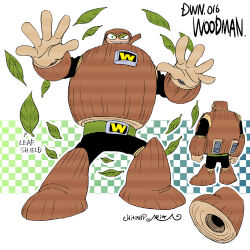  &gt;:) 1boy air_vent ariga_hitoshi armor arrow_(symbol) artist_name belt black_bodysuit bodysuit boots character_name character_sheet checkered_background commentary_request concept_art english_text evil_grin evil_smile from_behind full_body gradient_background green_background green_belt green_eyes grin hands_up helmet highres knee_boots leaf looking_ahead looking_at_viewer male_focus mega_man_(classic) mega_man_(series) mega_man_2 mega_man_megamix multiple_views no_humans open_hands robot scanlines shoe_soles smile teeth turnaround v-shaped_eyebrows white_background wood wood_man 