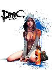 1girl 3d absurdres aqua_eyes belt black_hair boots breasts capcom cleavage devil_may_cry devil_may_cry_(series) dmc:_devil_may_cry facial_mark forehead_mark freckles highres hood hoodie jewelry kat_(dmc:_devil_may_cry) long_hair moe_(phrase) necklace official_art open_mouth paint paint_can shorts sitting solo tattoo wariza rating:Questionable score:28 user:danbooru