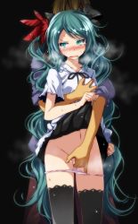 1boy 1girl absurdres aftersex angry annoyed aqua_eyes aqua_hair black_thighhighs blonde_hair blue_eyes blue_hair blush grabbing_another&#039;s_breast crying cum cum_in_pussy fingering fingering_from_behind grabbing hair_ornament hatsune_miku hetero highres huge_filesize long_hair molestation navel panties panty_pull parted_lips short_hair sweat tears thighhighs tsukishiro_saika twintails underwear vocaloid rating:Explicit score:90 user:Daybreak01