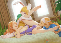 3girls alternate_costume animal_ears barefoot bartolomeobari beads blush breasts carrot_(one_piece) cleft_of_venus closed_eyes cunnilingus dog_ears dog_girl female_focus fff_threesome full_body furry furry_female furry_with_non-furry group_sex headband interspecies lap_pillow leg_lift leg_up long_hair lying medium_breasts mink_tribe moaning multiple_girls nami_(one_piece) nami_(one_piece)_(zou) naughty_face nipples official_alternate_costume on_back one_breast_out one_piece open_mouth oral orange_hair pussy rabbit_ears rabbit_girl smile threesome toes uncensored very_long_hair wanda_(one_piece) wide_hips window yuri rating:Explicit score:1905 user:danbooru