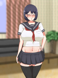  1girl breasts female_focus glasses highres school_uniform tagme yuuhoku.  rating:Questionable score:33 user:DarthDaniel96