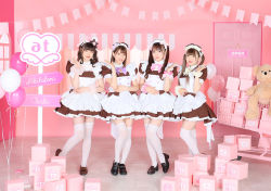  4girls akihabara_(tokyo) apron asian cafe cosplay japanese_(nationality) maid maid_apron maid_cafe maid_unfiorm multiple_girls real_life tokyo 