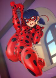  1girl absurdres bodysuit highres marinette_dupain-cheng mask miraculous_ladybug sexy_or_cute? suspension tagme 