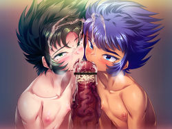 3boys bukkake censored cum cum_on_hair facial fellatio gradient_background male_focus multiple_boys nipples oral penis size_difference smegma yaoi rating:Explicit score:15 user:harucho