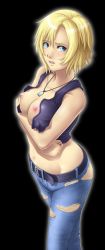  1girl aya_brea blonde_hair blue_eyes blush breasts nipples parasite_eve solo thor_(deep_rising)  rating:Questionable score:35 user:Tiftw