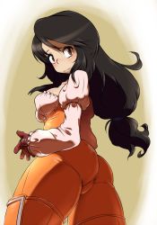 00s 1girl ass bad_id bad_pixiv_id black_hair bodysuit breasts brown_eyes fat_mons final_fantasy final_fantasy_ix garnet_til_alexandros_xvii gloves highres hun_(uyonis) latex leather long_hair looking_at_viewer looking_back low-tied_long_hair medium_breasts plump skin_tight solo thick_thighs thighs rating:Sensitive score:138 user:danbooru