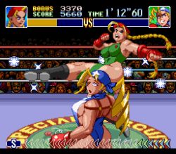  6+boys 6+girls ass beret blonde_hair blue_eyes boots boxing_gloves boxing_ring braid breasts cammy_white capcom clenched_teeth constricted_pupils crossover crowd drill_hair english_text fake_screenshot female_focus fingerless_gloves from_behind gameplay_mechanics gloves hat highres indoors justice_gakuen kicking large_breasts legs leotard long_hair multiple_boys multiple_girls nintendo no_bra one_eye_closed open_mouth punch-out!! sideboob standing street_fighter surprised teeth thick_thighs thighs thong_leotard tiffany_lords twin_braids wide-eyed 