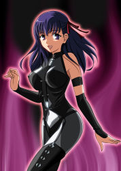 1girl absurdres blue_eyes blue_hair boots breasts covered_erect_nipples fate/stay_night fate_(series) gentoku hair_ribbon highres long_hair looking_at_viewer matching_hair/eyes matou_sakura necktie pantyhose ribbon smile solo thigh_boots thighhighs rating:Sensitive score:33 user:jr0904