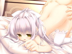 1boy 1girl :o aiba_keiichi all_fours ass ass_grab bed bed_sheet chikotam cum cum_in_pussy cum_on_body cum_on_lower_body cum_on_pussy doggystyle flat_chest from_behind game_cg hair_ribbon hetero highres kiss_to_lord_to_darjeeling loli long_hair lycerisious_h_kirigasaki marmalade_(company) nude open_mouth pillow pillow_grab pussy_juice ribbon room saliva sex sex_from_behind sheet_grab silver_hair solo_focus sweat thighhighs top-down_bottom-up white_thighhighs yellow_eyes  rating:Explicit score:148 user:danbooru