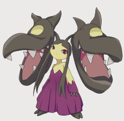  :/ claws closed_mouth creatures_(company) extra_mouth full_body game_freak gen_3_pokemon highres huyuita_(lona_roll) long_hair mawile mega_mawile mega_pokemon nintendo open_mouth pokemon pokemon_(creature) red_eyes sharp_teeth simple_background solo standing teeth  rating:General score:4 user:popotepopote