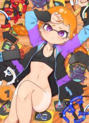  artist_request black_sports_bra blush bottomless breasts inkling_player_character looking_at_viewer lying nintendo purple_eyes small_breasts splatoon_(series) sports_bra tagme tan tanline tentacle_hair  rating:Questionable score:29 user:Retkun