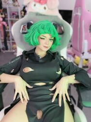  black_dress blue_eyes camgirl cleft_of_venus cosplay dress green_hair highres mexican_(nationality) nipples one-punch_man photo_(medium) pussy real_life sweetieline tatsumaki tatsumaki_(cosplay) torn_clothes  rating:Explicit score:140 user:freakyguro