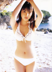  asian beach bikini highres michishige_sayumi navel panties photo_(medium) swimsuit underwear white_panties  rating:Questionable score:14 user:DRUGMONSTER