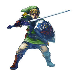 1boy absurdres armor boots chainmail full_body green_shirt hat highres link male_focus master_sword nintendo official_art pointy_ears shirt solo sword the_legend_of_zelda the_legend_of_zelda:_skyward_sword tunic weapon rating:Sensitive score:12 user:forum