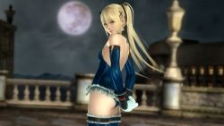 1girl 3d ass blonde_hair dead_or_alive dead_or_alive_5 female_focus full_moon marie_rose moon night official_art solo tecmo twintails rating:Sensitive score:57 user:unisex