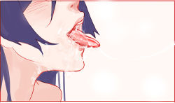1girl after_fellatio blush cum cum_in_mouth cum_on_tongue cum_string fate/grand_order fate_(series) from_side head_out_of_frame lowres minamoto_no_raikou_(fate) only_mouth open_mouth purple_hair sidelocks solo teeth tongue tongue_out xiaoshou_xiansheng rating:Explicit score:56 user:danbooru