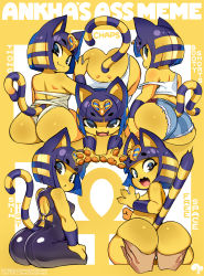  animal_crossing ankha_(animal_crossing) ass ass_grab back bad_id bad_twitter_id bandages bob_cut cat_girl cat_tail chaps colored_skin crop_top denim denim_shorts disembodied_hand egyptian egyptian_clothes fangs furry furry_female hair_ornament highres krokobyaka looking_at_viewer looking_back meme multiple_drawing_challenge naked_bandage nintendo nude pawpads shirt_cut_meme shirt_cut_meme short_shorts shorts sitting smile snake_hair_ornament solo striped_tail tail tight_clothes yellow_fur yellow_skin  rating:Questionable score:188 user:danbooru