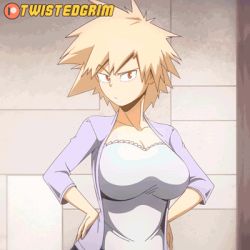  10s 1girl animated animated_gif artist_name bakugou_mitsuki blonde_hair blouse boku_no_hero_academia bouncing_breasts breast_hold breasts breasts_squeezed_together brown_eyes clothes_pull eyes_visible_through_hair flashing grin hands_on_own_hips jacket large_breasts looking_at_viewer lowres mature_female nipples no_bra open_clothes open_jacket patreon_logo pulling_own_clothes purple_jacket raised_eyebrow shirt shirt_pull short_hair smile solo spiked_hair standing tsurime twistedgrim undressing white_shirt  rating:Questionable score:78 user:danbooru