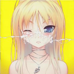  absurdres blonde_hair blue_eyes highres jewelry necklace scan sexually_suggestive tagme teeth  rating:Questionable score:13 user:Xellos