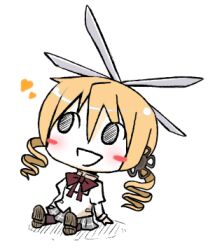  arms_at_sides blonde_hair blush chibi heart helicopter_hair looking_to_the_side lowres mahou_shoujo_madoka_magica mahou_shoujo_madoka_magica_(anime) sitting tomoe_mami 