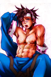  1boy aftersex mito_anji arc_system_works cum glasses guilty_gear lilysick male_focus muscular nipples topless_male solo tagme white_background  rating:Explicit score:12 user:gandalf359