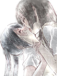 2girls age_difference akiyama_mio bad_id bad_pixiv_id black_hair blush closed_eyes dodai_shouji female_focus french_kiss from_side hand_on_another&#039;s_cheek hand_on_another&#039;s_face height_difference hime_cut holding_another&#039;s_wrist k-on! kiss long_hair multiple_girls nakano_azusa onee-loli open_mouth profile school_uniform short_sleeves simple_background sketch sweater_vest tongue twintails yuri rating:Sensitive score:75 user:danbooru