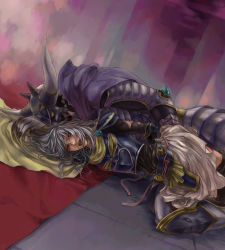  armor blood blush bottomless dissidia_final_fantasy final_fantasy garland_(ff1) long_hair lying male_focus open_mouth silver_hair tears warrior_of_light_(ff1) yaoi  rating:Questionable score:21 user:Enne