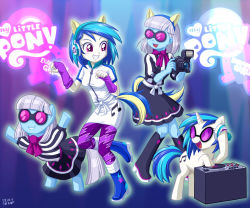 2girls dual_persona multiple_girls my_little_pony my_little_pony:_equestria_girls my_little_pony:_friendship_is_magic personification photo_finish tagme uotapo vinyl_scratch 