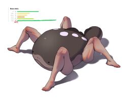  bare_legs barefoot clodsire creatures_(company) from_above game_freak highres nintendo no_humans pikat pokemon pokemon_(creature) screenshot_inset shadow stats tail white_background 