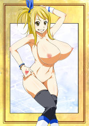 1girl blonde_hair breasts fairy_tail female_focus huge_breasts lucy_heartfilia nipples pussy smile solo sunahara_wataru uncensored  rating:Explicit score:101 user:Princess_of_Hoenn