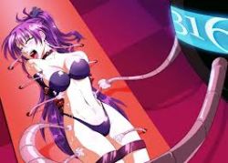  1girl arms_behind_back bdsm blush bondage bound closed_eyes female_focus laughing lowres many_hands multiple_hands purple_hair robot smile swimsuit tickle_torture tickling  rating:Questionable score:18 user:Ticklishneko666