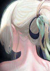  1girl absurdres black_background blonde_hair commentary commission english_commentary firefly_(honkai:_star_rail) from_behind highres honkai:_star_rail honkai_(series) kayjae long_hair nape ponytail portrait simple_background solo  rating:Sensitive score:4 user:danbooru